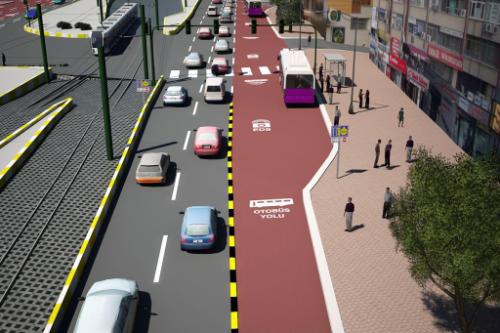 Sadece toplu taşım araçlarının kullanacağı 'Toplu Taşıma Yolu' (Bus Line) uygulaması başlatıyor.
