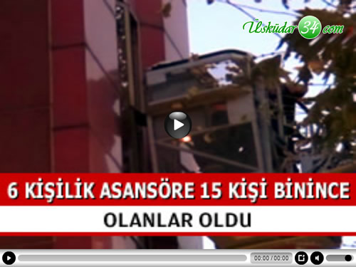 skdar'n nemli otelleri arasnda bulunan Szbir otelde 6 kiilik asansre binen 5'i ocuk 15 kii mahsur kald.