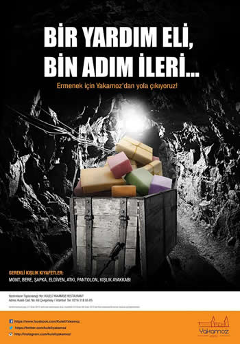 Karaman'ın Ermenek ilçesinde 28 Ekim 2014 tarihinde meydana gelen maden kazasında hayatlarını kaybeden maden işçilerinin ailelerine gönderilmek üzere Üsküdar'da ''Bir Yardım Eli, Bin Adım İleri'' kıyafet yardımı kampanyası başlatıldı.