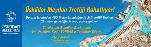 skdar Belediye Bakan Mustafa Kara'nn giriimleri sonucunda skdar Meydan'ndaki trafik sorunu zlyor.