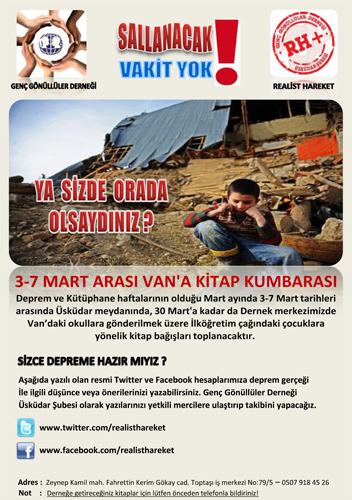 Realist hareket grubu ''3-7 Mart Aras Van'a Kitap Kumbaras'' slogan ile bir proje balatt.