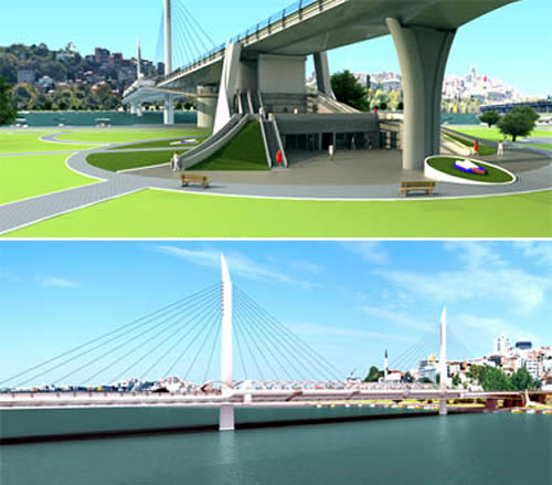 İstanbul metrosunun geçiş güzergâhlarından biri olan Haliç Metro Geçiş Köprüsü'nün yapımında önemli bir aşamaya gelindi.
