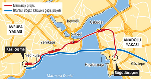 Marmara Denizi'nin altnda yaplacak olan Avrasya Tneli 100 dakikalk yolu 15 dakikaya indirecek