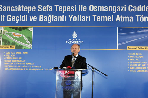 Temel atma töreninde konuşan Başkan Kadir Topbaş, belediye olarak ''Önce insan ve insana hizmet'' diyerek çalıştıklarını belirterek, son 8 yılda İstanbul'a 49 milyar liralık yatırım yaptıklarını ve yatırımlara hız kesmeden devam ettiklerini söyledi.