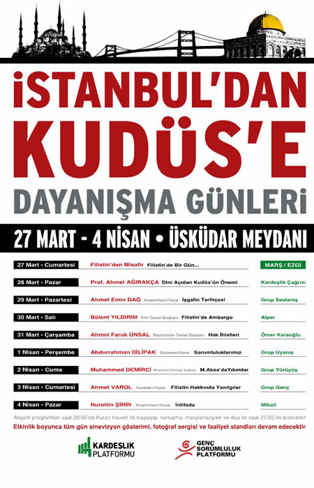 İstanbul'dan Kudüs'e Dayanışma Günleri Etkinlik Programı
