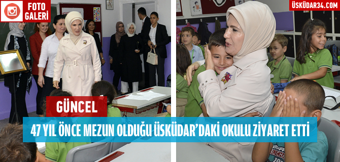 First Lady Emine Erdoan, mezun olduu lkokulu ziyaret etti